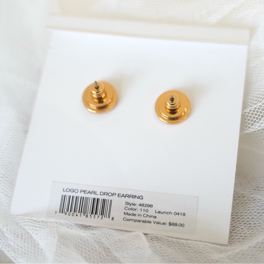 Tory Burch Kira Moondance Pearl Drop Earrings Gold Tone NWT - Picture 4 of 11